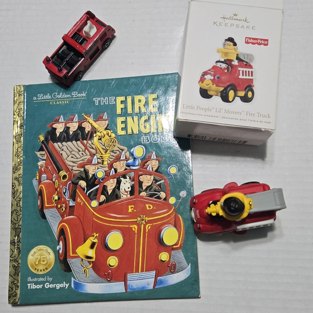 Hallmark Keepsake ornament Fisher Price Little people fire truck 2011 BONUS book